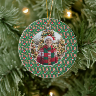 Feestelijke Doodle 6-7 Meme Kerst Foto Keramisch Ornament