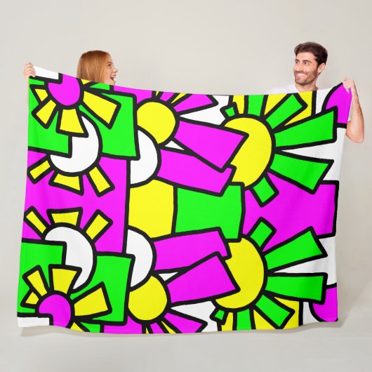 Feestelijke Doodle Art 42 Fleece Deken (In situ)