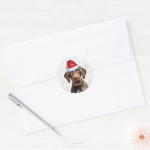 Feestelijke Draadharige Pointer Woof Woord Kunst K Ronde Sticker