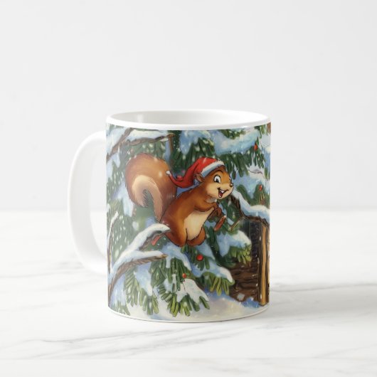 Feestelijke Eekhoorn Winter Mok (Voorkant links)