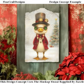 Feestelijke eendje met kerstboom L3 decoupage Tissuepapier