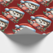 Feestelijke egel, Schattigee vakantie, Kerst Cadeaupapier (Hoek)