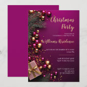 Feestelijke Elegante Kerstfeest Uitnodiging (Voorkant / Achterkant)