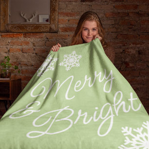 Feestelijke Elegante Seizoensgroeten op Lichtgroen Fleece Deken