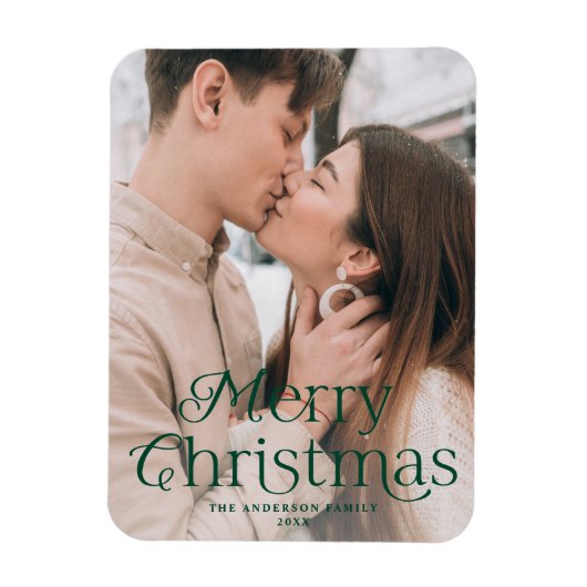 Feestelijke Elegantie Groene Vrolijke Kerstmisfoto Magneet (Verticaal)