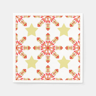 Feestelijke elegantie: rood en goud sterrenpatroon servet