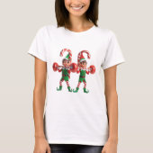 Feestelijke Elf Barbell Challenge Dames T-shirt (Voorkant)