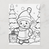 Feestelijke elf kinder kleuring briefkaart (Voorkant)