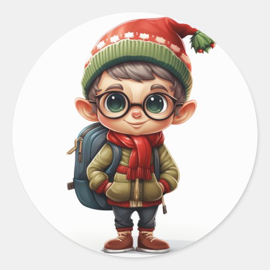 Feestelijke Elf met stijlvolle Outfit Sticker (Voorkant)