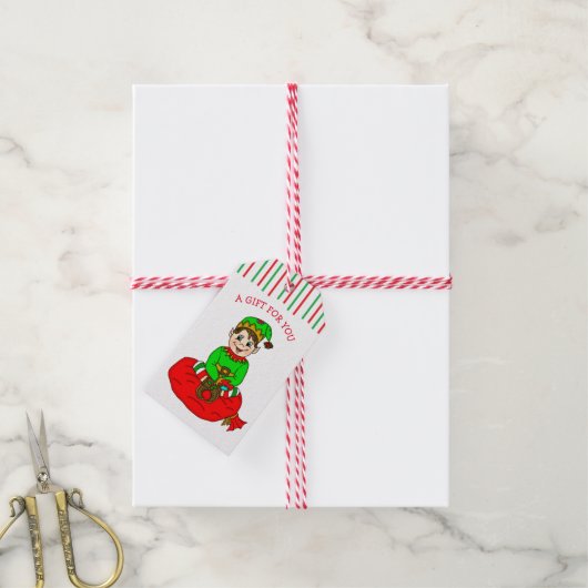 Feestelijke Elf naar en van Christmas Gift Label Cadeaulabel (Met Touw)