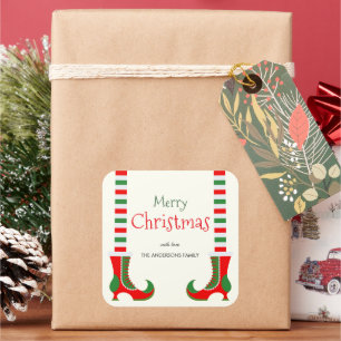Feestelijke elfbeen Vrolijk kerstfeest Vierkante Sticker