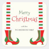 Feestelijke elfbeen Vrolijk kerstfeest Vierkante Sticker (Voorkant)