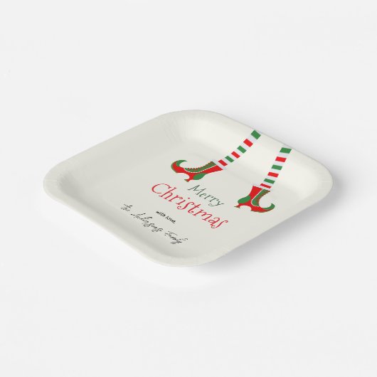 Feestelijke elfbenen Vrolijk kerstfeest Papieren Bordje (Gebogen)