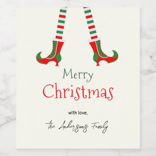 Feestelijke elfbenen Vrolijk kerstfeest Wijn Etiket (Enkel label)