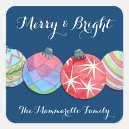 Feestelijke Elke Tekst Kerstvakantie ballen Donker Vierkante Sticker