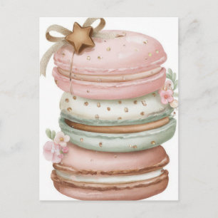 Feestelijke en elegante Pastel Kerst Macarons Briefkaart