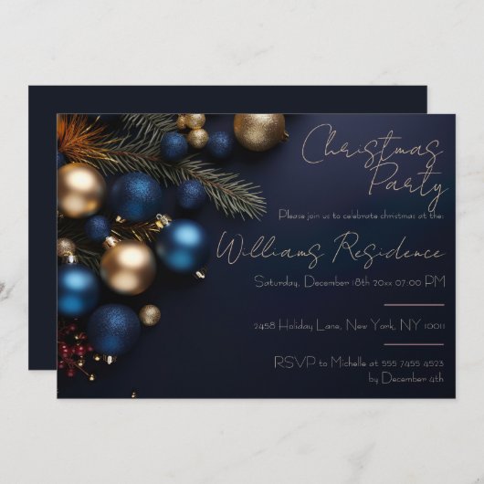 Feestelijke en elegante uitnodiging voor het kerst (Voorkant / Achterkant)