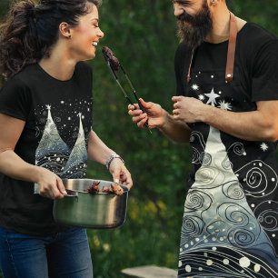 Feestelijke en grillige vakantiebomen Poster Schort