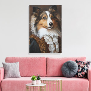 Feestelijke en koninklijke Shetland herdershond Canvas Afdruk