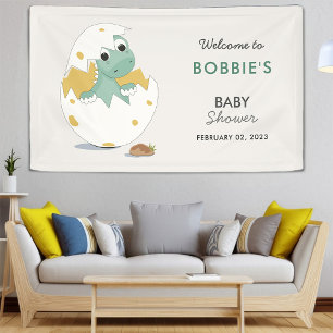 Feestelijke en Schattige Dino-Thema Baby Shower Fe Spandoek