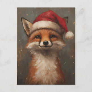 Feestelijke en Schattigee kerstvos in Santa Hat Briefkaart