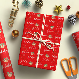 Feestelijke Fa La Hand Lettering Red Christmas Cadeaupapier