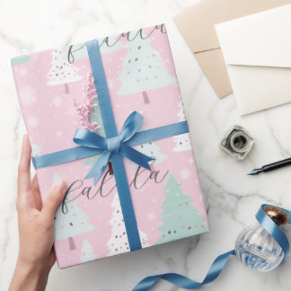 Feestelijke Fa La Roze Kerstboom Cadeaupapier