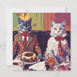 Feestelijke Fauvist Felines Schattigee Kerst Kaart