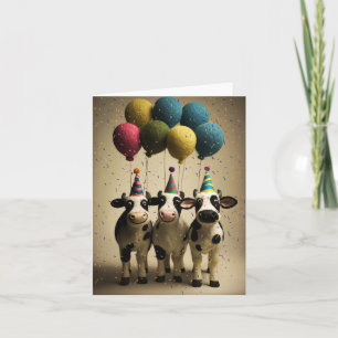 Feestelijke Feest Koeien Verjaardag Kaart
