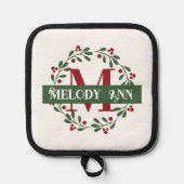 Feestelijke feestdag monogram pannenlap (Voorkant)