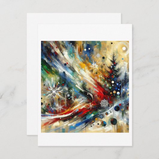 Feestelijke feestvreugde: Abstract expressionistis Feestdagenkaart (Voorkant / Achterkant)