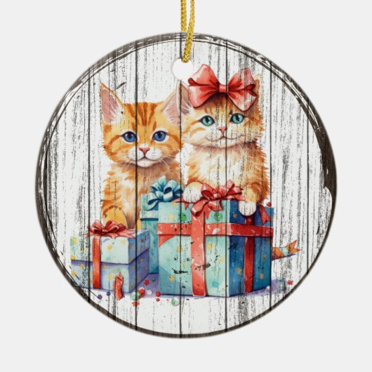 Feestelijke Feline Friends Kerst Ornament (Voorkant)
