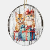 Feestelijke Feline Friends Kerst Ornament (Links)