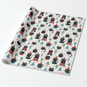 Feestelijke Feline Fun Christmas Gift Wrap Cadeaupapier (Uitgerold)