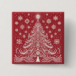 Feestelijke flair: Kerstboom Buttonnen & Patches Vierkante Button 5,1 Cm