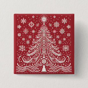 Feestelijke flair: Kerstboom Buttonnen & Patches Vierkante Button 5,1 Cm