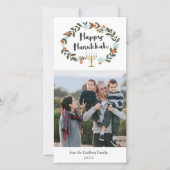 Feestelijke Floral Chanoeka Feestdagenkaart (Voorkant)