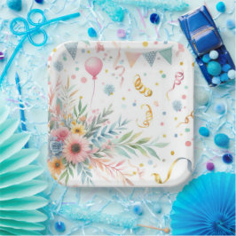 Feestelijke Floral Party Borden - Papieren Borden Bordje