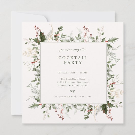 Feestelijke Foliage Lijst Holiday Party Kaart (Voorkant)