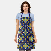 Feestelijke Folk Art Tegel Pattern All Over Print  Schort (Gedragen)