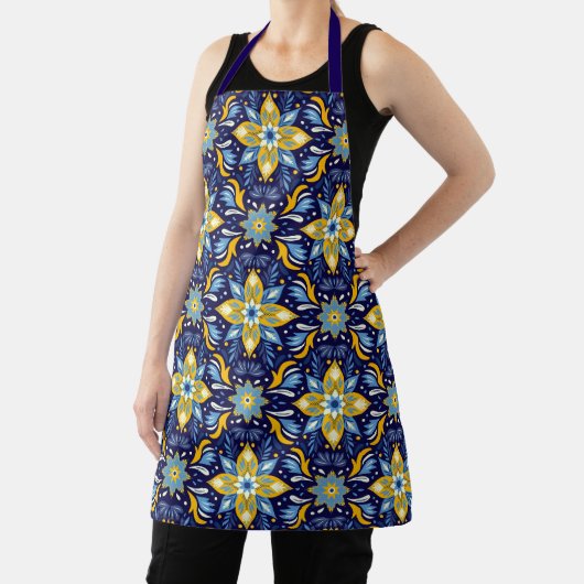 Feestelijke Folk Art Tegel Pattern All Over Print Schort (Insitu)