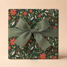 Feestelijke Folk Florale Kerstcadeauverpakkings Pa