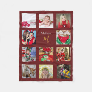 Feestelijke fotocollage Kerstmis monogram Fleece Deken