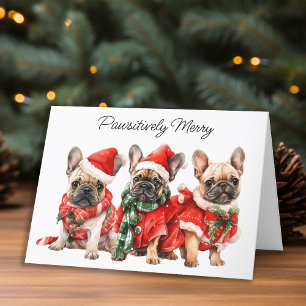 Feestelijke Franse Bulldog hond gepersonaliseerde Feestdagen Kaart