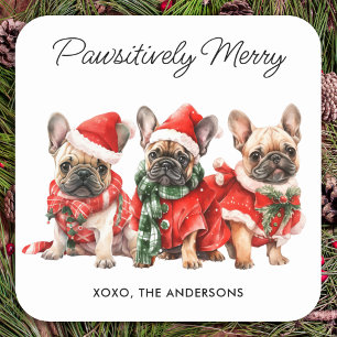 Feestelijke Franse Bulldog Honden Gepersonaliseerd Vierkante Sticker