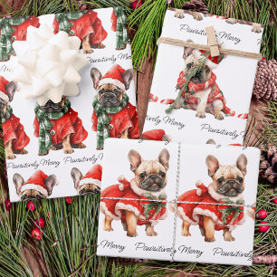Feestelijke Franse Bulldog Honden Schattige Puppie Inpakpapier Vel