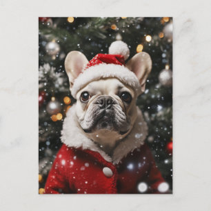 Feestelijke Franse mopshond: Een kerstportret Feestdagenkaart