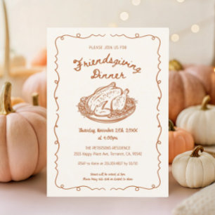 Feestelijke Friendsgiving-dinerparty Kaart