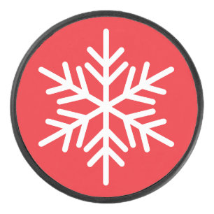 Feestelijke Fun White Nordic Sneeuwvlok op Helderr Hockey Puck