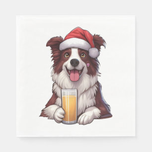 Feestelijke Furry Grin Border Collie's Kerstmis De Servet